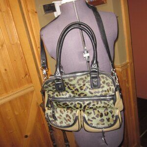 Aimee Kestenberg 14 W 10 H satchel 2 handle shoulder strap calf fur leather bag